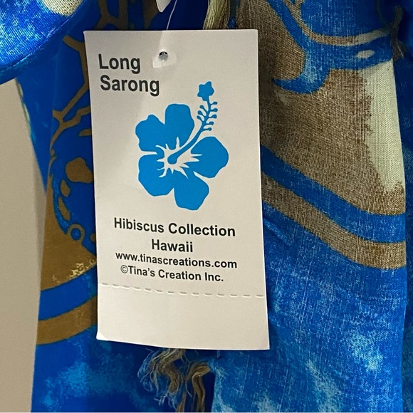 Hibiscus Collection Hawaii women blue floral long sarong. Size One Size. NWT. - Picture 5 of 7